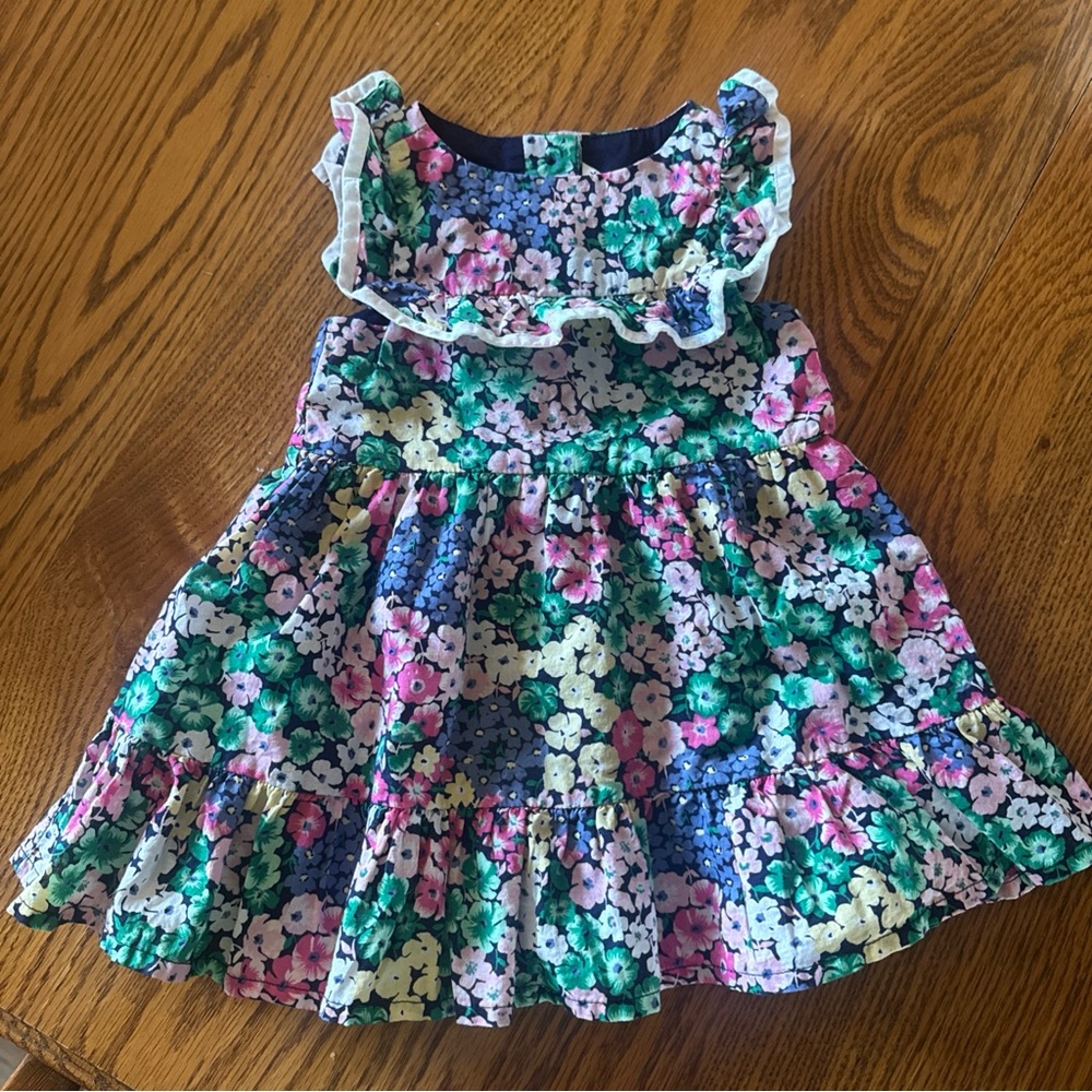 Janie and Jack Floral Ruffle Sundress - Blue, Green & Pink